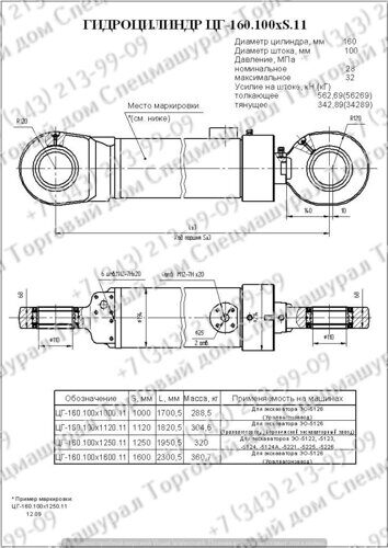 Гидроцилиндр стрелы ЭО-5126, ЦГ-160.100×1250.11